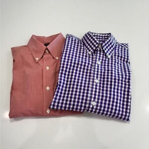 Brooks Brothers Shirt Mens Medium Button Down Purple And Red Check Lot of 2